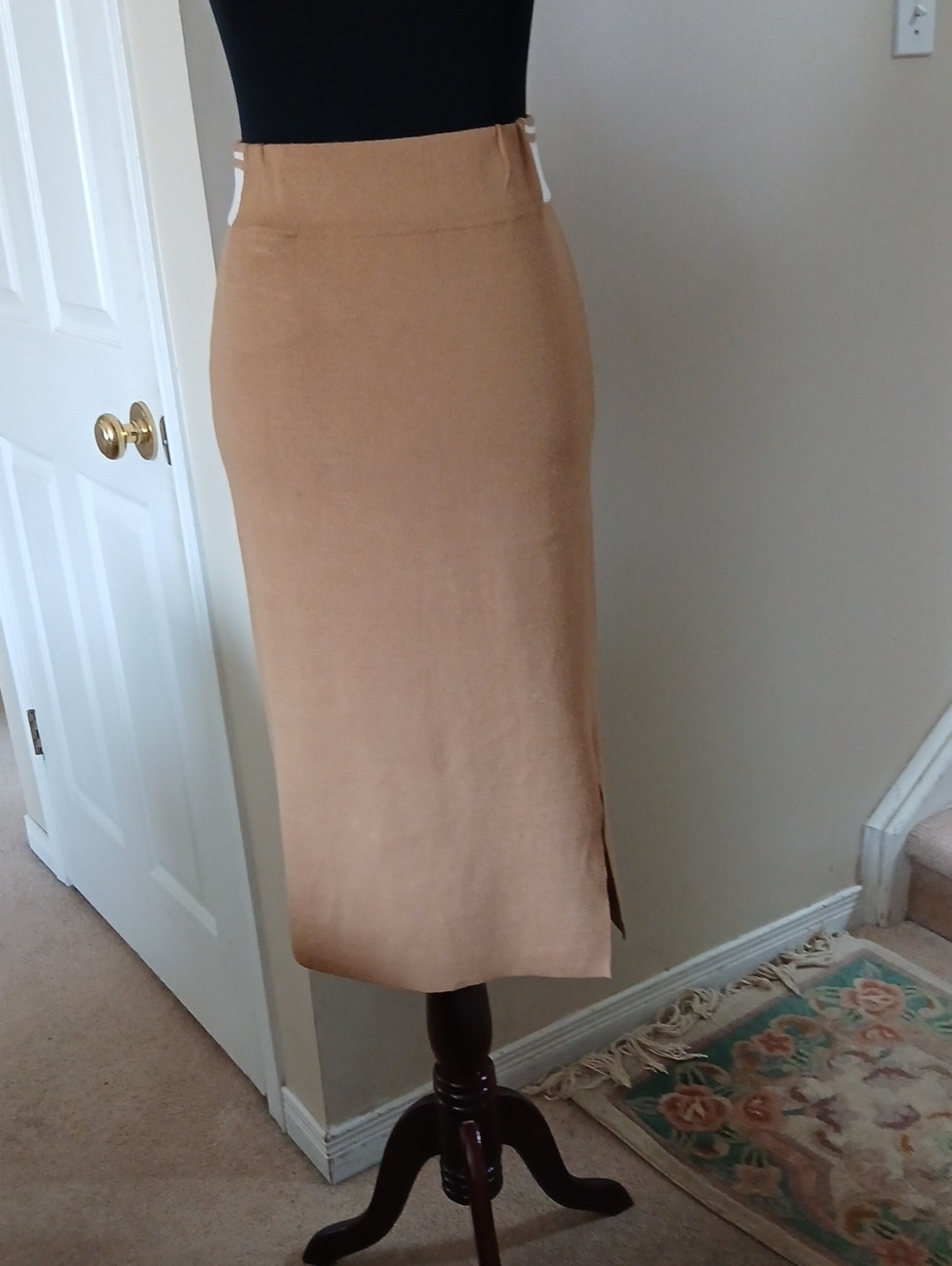 Knit Diadora Camel Midi Pencil Skirt